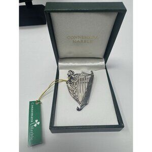 Connemara Marble Sterling Silver Harp Sweater Pin Never Been Polished